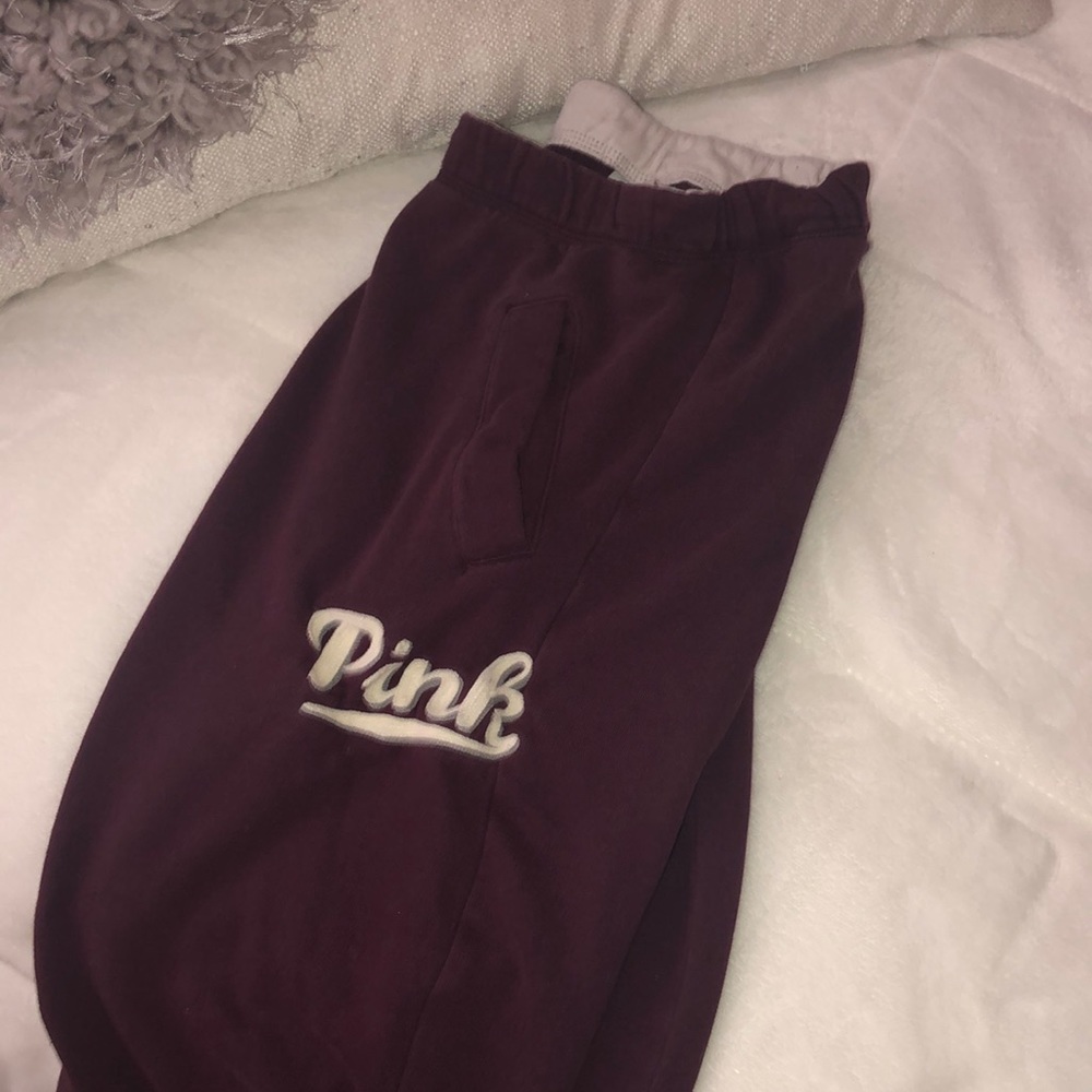Victoria secret sweat pants burgundy raw hem